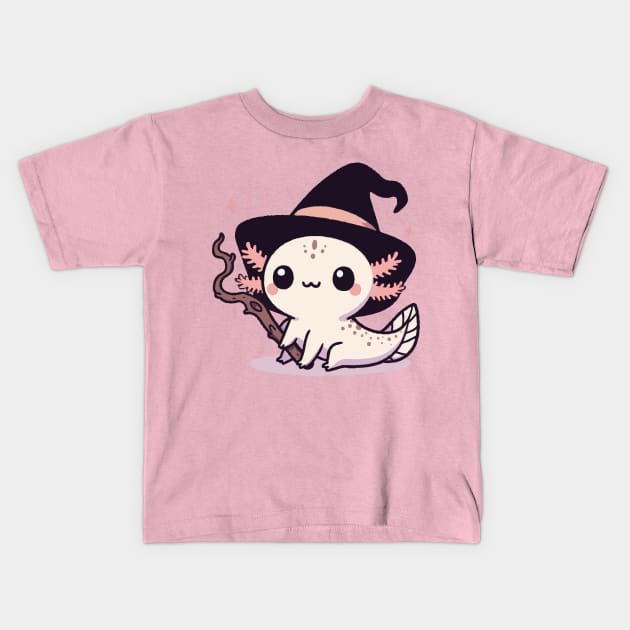 cute baby axolotl witch Kids T-Shirt by fikriamrullah